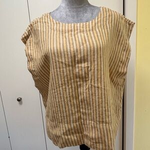 Women’s Striped Linen Blend Boxy Top - Yellow/Tan Madewell XXL